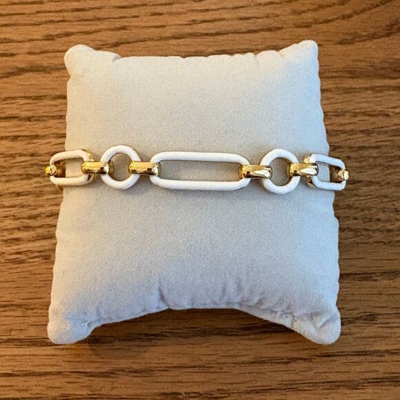 J. Crew | Enamel Link Bracelet | White | 7” to 8” Adjustable - Picture 3 of 4